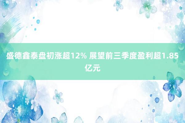 盛德鑫泰盘初涨超12% 展望前三季度盈利超1.85亿元