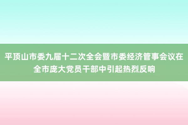 平顶山市委九届十二次全会暨市委经济管事会议在全市庞大党员干部中引起热烈反响