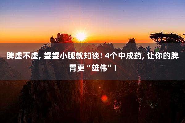 脾虚不虚, 望望小腿就知谈! 4个中成药, 让你的脾胃更“雄伟”!